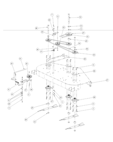 Fabricated Deck Spindle Assembly Diagram and Parts List for M60-KW 53BB5D8X750-25HP-OHV Cub Cadet Lawn Tractor
